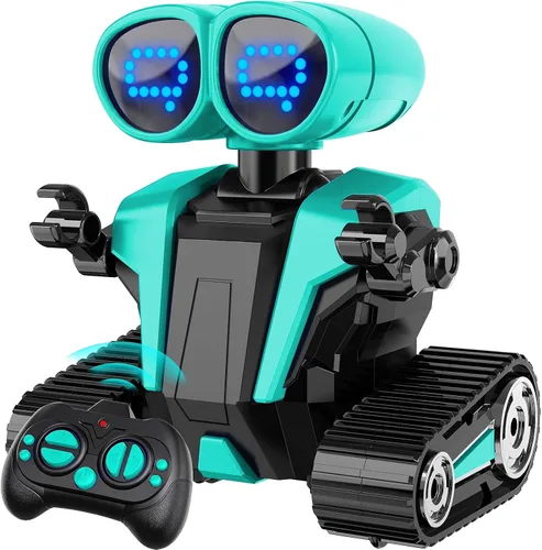 Miniatura 9 de MindPal - Robots juguetes para niños y niñas con demostración automática, robots para niños, robot de control remoto recargable con ojos LED Azul