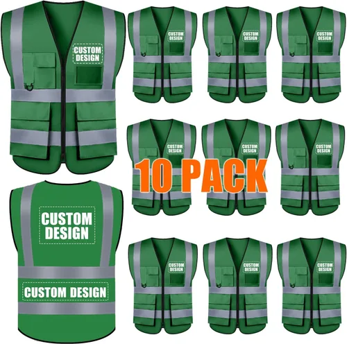 Miniatura 49 de Chaleco de seguridad personalizado BeautyWill con logotipo personalizado Clase 2, chaleco reflectante de alta visibilidad con bolsillos, ropa