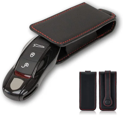 Miniatura 11 de AeroBon Funda de Cuero Genuino para Llaves Bolsa de Cuero para Llaves Compatible con Llavero Porsche (Beige)