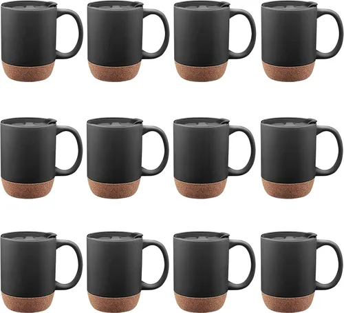 Miniatura 8 de Tazas de cerámica personalizadas Barista con fondo de corcho, 13 onzas, juego de 12/36/72, paquete personalizado a granel, perfecto para café, té