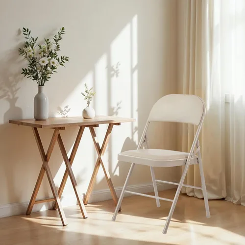 Miniatura 8 de HealSmart Paquete de 2 sillas plegables con asientos acolchados de cuero, marco de metal resistente, diseño portátil apilable para uso en interiores