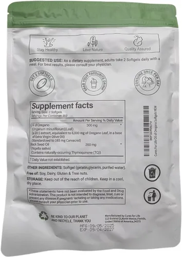 Miniatura 3 de Cápsulas blandas de aceite de orégano – 6000 mg de alta potencia con 165 mg de Carvacrol y 200 mg de aceite de semilla negra – Apoyo inmunológico 2