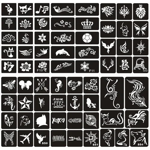 Miniatura 10 de Kotbs 6 hojas de plantillas temporales de tatuaje, 34 piezas de plantillas de tatuajes de henna con patrón de tótem de tigre y lobo, plantillas