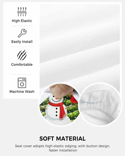 Miniatura 5 de Funda elástica para silla de oficina de muñeco de nieve de Navidad, funda de asiento para silla de computadora, funda para respaldo, cojín giratorio
