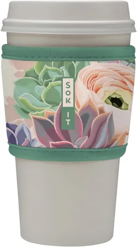 Miniatura 9 de Sok It HotSok Coffee & Tea - Funda de neopreno con aislamiento reutilizable (floral abstracto)