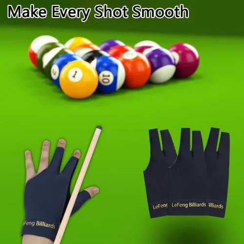 Miniatura 8 de LeFeng - Guantes de billar profesionales para billar, 3 dedos abiertos, para mano izquierda para hombres y mujeres 3 piezas gris.