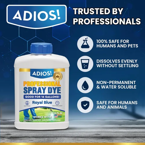 Miniatura 3 de Adios! Marcador profesional de tinte en aerosol azul, (16 onzas), indicador para el cuidado del césped y el césped, seguro para mezclar