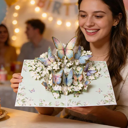 Miniatura 5 de Butterfly Birthday Card, Pop up Birthday Cards for Women Wife Kids, 3D Greeting Cards, Thank You Card, Anniversary Card, Butterfly Gifts for Women