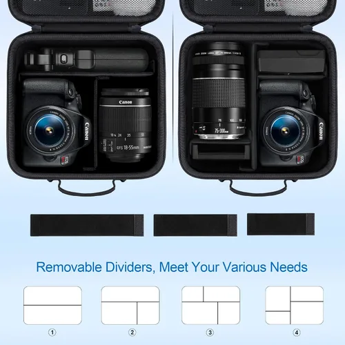 Miniatura 3 de BOVKE Funda para cámara de viaje Canon EOS Rebel T7/R50/R6 Mark II/R100/R50 V/T6/R8/R10/R5 Mark II/RP/R7/R5/T100 y otras cámaras réflex digitales