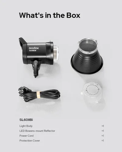 Miniatura 5 de Godox Luz de video LED bicolor SL60IIBi 75W, 2800K-5600K, 25100Lux@1M, luz de estudio COB de montaje Bowens con, aplicación y control remoto, CRI