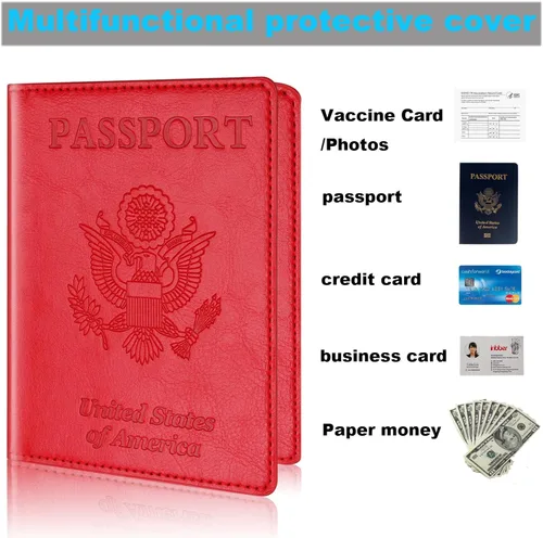 Miniatura 5 de Herain Soporte para pasaporte, funda para pasaporte, cartera para pasaporte, para mujeres y hombres, funda de pasaporte, protector de libreta