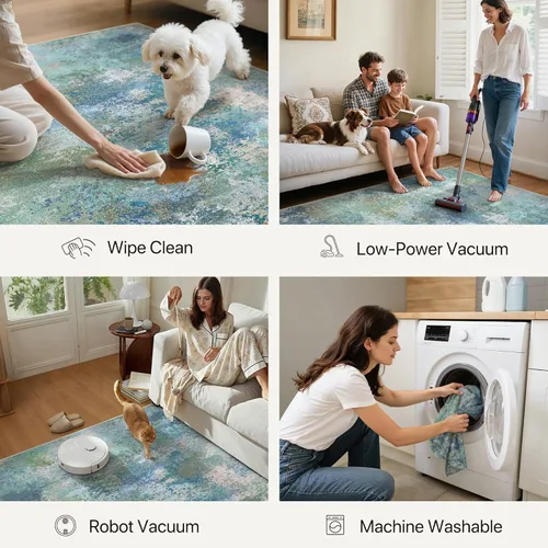 Miniatura 5 de GENIMO Alfombra antideslizante de 2 x 6 pies, lavable para pasillos de cocina, alfombras de cocina modernas abstractas, alfombra ligera de pelo bajo