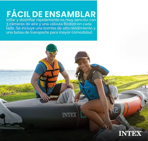 Miniatura 6 de INTEX Juego de kayak inflable para 2 personas, Dakota K2 con remos de 86 pulgadas y bomba