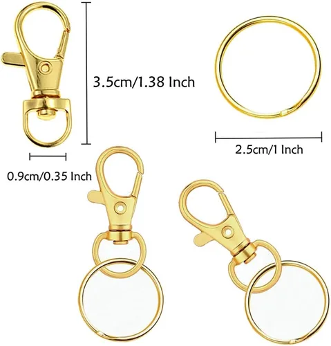 Miniatura 4 de 60 Piezas Cierres Giratorios Dorados Premium Ganchos de Presión para Cordón con Anillas para Llaves, Ganchos de Clip para Cadena de Llaves Cierres