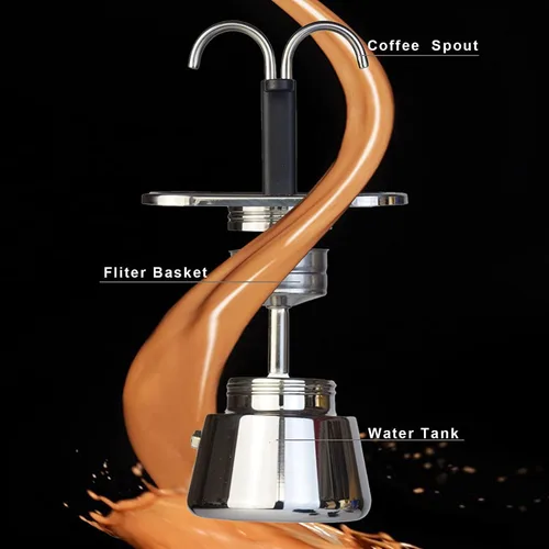Miniatura 3 de Olla de acero inoxidable, máquina para estufa, cafetera clásica italiana doble tubo