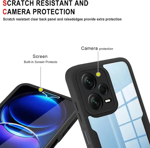 Miniatura 2 de CCSamll - Funda transparente para Xiaomi Redmi Note 12 Pro 5G con protector de pantalla, cuerpo completo, a prueba de golpes, delgada, cristal,