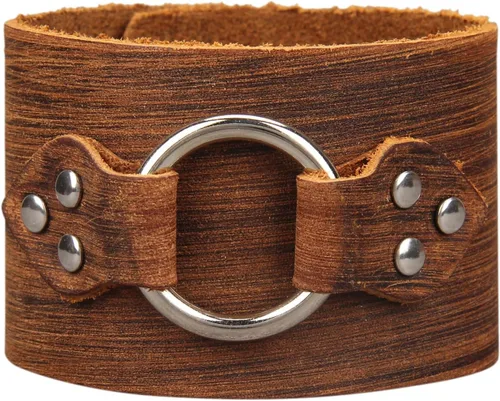 Miniatura 63 de Jeilwiy Pulseras de cuero punk para hombres, pulseras hechas a mano, brazalete ancho, joyería trenzada, color negro y marrón, ajustable, regalos