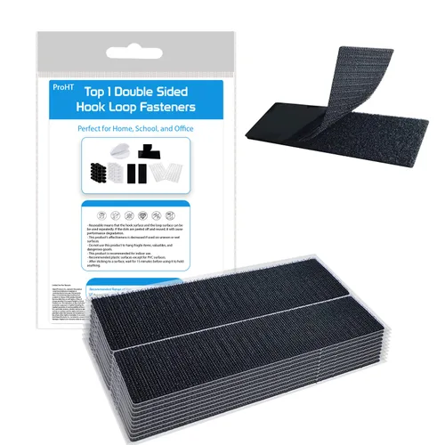 Miniatura 14 de ProHT Tiras de velcro con adhesivo de 0.8 x 3 pulgadas, 40 pares de tiras adhesivas de resistencia industrial para cojines de sofá. Resistentes