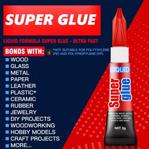 Miniatura 4 de 0.11 oz (paquete de 48) súper pegamento líquido de un solo uso, súper rápido, delgado y fuerte, pegamento de cianoacrilato para plásticos duros