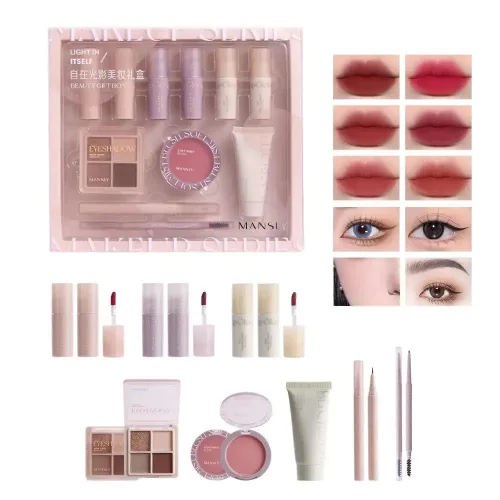 Kit completo de maquillaje todo en uno, juego de regalo de maquillaje profesional de 11 piezas para mujeres y niñas, incluye brillo de labios,