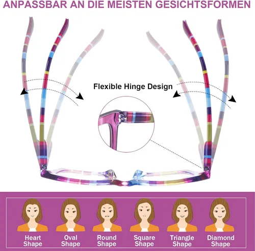 Miniatura 4 de SIGVAN - Paquete de 6 gafas de lectura estilo Oprah con bloqueo de luz azul, montura cuadrada, bisagra de resorte para computadora para mujeres y 6