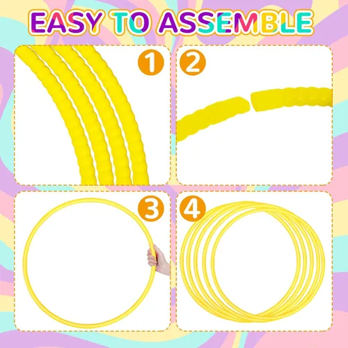 Miniatura 3 de Shappy - 6 piezas de aros de ejercicio desmontables ajustables, juguete de plástico, juguetes de patio de juegos, aros circulares