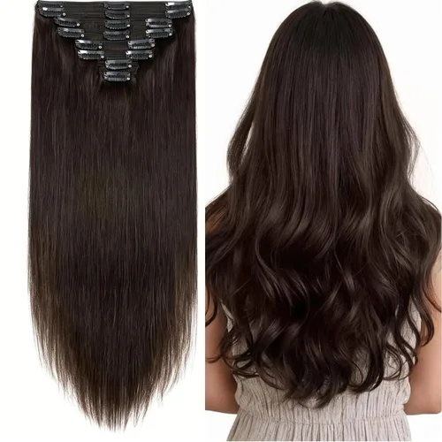 Miniatura 12 de 8Pcs Clip in Hair Extensions Real Human Hair, 140G 18 Inch Ash Blonde Mix Bleach Blonde 18P613
