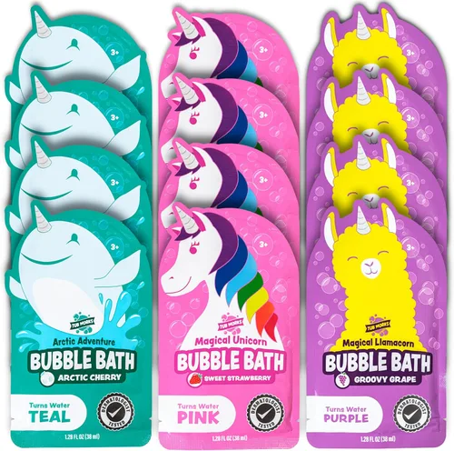 Tub Works® Baño de Burbujas Mágico para Niños, Paquete Variado de 12 | Crea Agua Colorida y Toneladas de Burbujas de Espuma para el Baño | No Tóxico