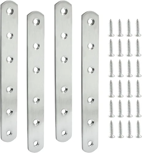 Miniatura 13 de Paquete de 16 soportes rectos de placa plana de acero inoxidable de 1.5 pulgadas, soporte de metal plano de 1.5 pulgadas, soportes de metal de 1.5