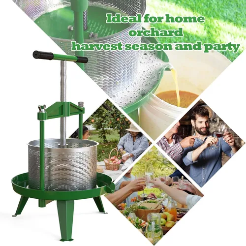 Miniatura 5 de Prensa de Vino de Frutas Verdes 2.38 Gal - Asa en T resistente y viga transversal, exprimidor de acero inoxidable para manzana, uva, elaboración