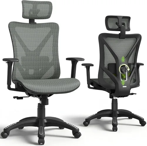 Miniatura 16 de ELABEST Silla de oficina de malla, silla de escritorio ergonómica para computadora, silla de tarea resistente - Soporte lumbar y reposabrazos