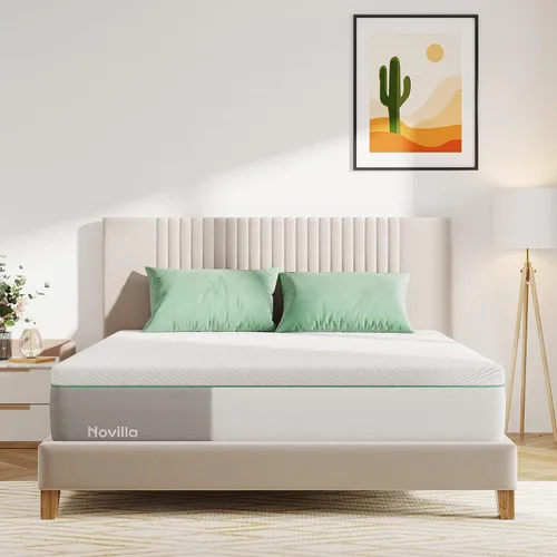 Miniatura 15 de Novilla - Colchón de tamaño matrimonial, de 10 pulgadas de espuma viscoelástica para soporte equilibrado y alivio de presión, comodidad refrescante