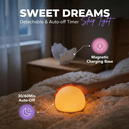 Miniatura 4 de Lámpara de mesita de noche Shell con cargador inalámbrico, luz regulable sin escalones para dormitorio y dormitorio, lámpara de estado de ánimo