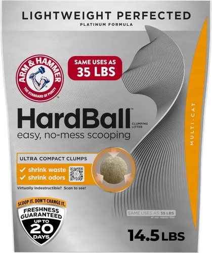 Miniatura 10 de ARM & HAMMER Hardball Arena Ligera de Platino Multi-Gato Aglomerante para Gatos Control de Olores, Fácil Recogida Sin Desorden, Aroma Flor