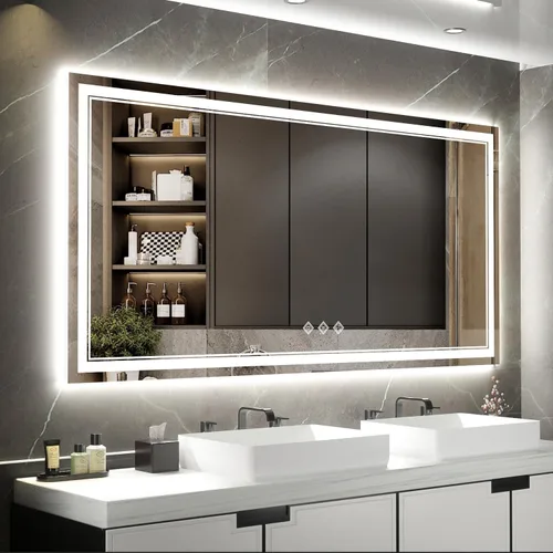 Miniatura 23 de Espejo LED, 20 x 28 pulgadas, gradiente frontal y retroiluminado LED, espejo de baño LED de 3 colores regulables CRI>90, IP54, espejo de baño