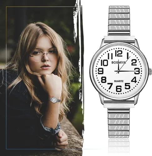 Miniatura 7 de Lancardo Reloj de pulsera con correa elástica para hombres y mujeres, fácil de leer, esfera de números grandes, banda elástica para el día