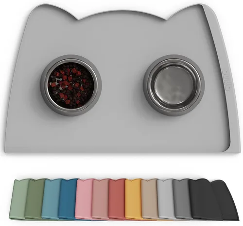 Miniatura 34 de OHMO - Tapete de silicona para comida para gatos, tapete de alimentación de mascotas para el piso, antideslizante e impermeable, bandeja para agua