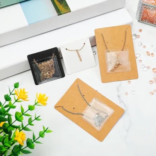Miniatura 2 de Sureio 240 piezas de bolsa adhesiva para collar y tarjetas de exhibición de collares, embalaje de aretes, bolsa de embalaje de joyería de plástico