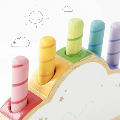 Miniatura 9 de Le Toy Van - Juguete sensorial de madera para bebé Petilou Rainbow Cloud Pop Press and Release Toy Juguete educativo sensorial Montessori