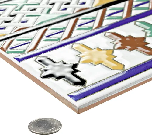 Miniatura 7 de somertile wessvgdc Giralda Taifa cenefa cerámica pared frontera baldosas, 7.88" x 7.88