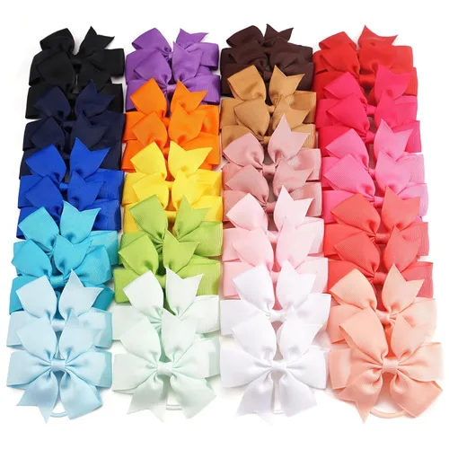 Miniatura 9 de 40 lazos para el pelo con cinta de grogrén boutique de 3 pulgadas, lazos elásticos para el cabello, bandas para el cabello para coleta, en pares 20
