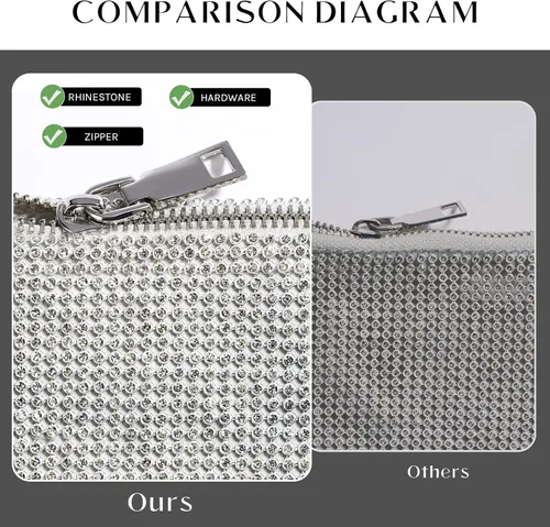 Miniatura 7 de SWEETV Sparkly Rhinestone Purse for Women Silver Clutch Purse Small Glitter Handbags for Weddings, Prom,and Parties