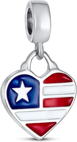 Bandera patriótica de Estados Unidos de América, con diseño de rayas, color rojo, blanco, azul, con texto en forma de corazón, para mujeres,