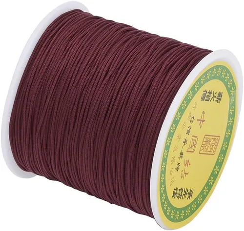 Miniatura 29 de Cordón de nailon trenzado de 150 yardas, cuerda roja de 0.020 in para pulsera, hilo de cuentas de nailon para collar Kumihimo, joyas, borlas