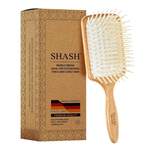 Miniatura 10 de SHASH Desde 1869 Fabricado en Alemania Cepillo de paleta de madera - Desenreda suavemente, peina, acondiciona el cabello con mínimo encrespamiento