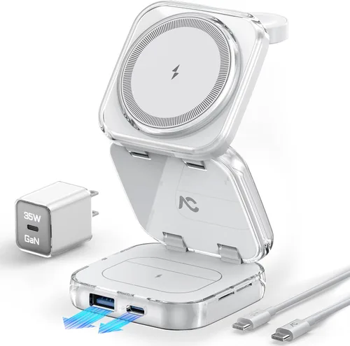 Miniatura 12 de 5-in-1 Wireless Charger for MagSafe, AC ISLAND Portable Travel Charging Station, 35W Max Qi2 Fast Foldable Magnetic Stand, Evolved for iPhone 17-12