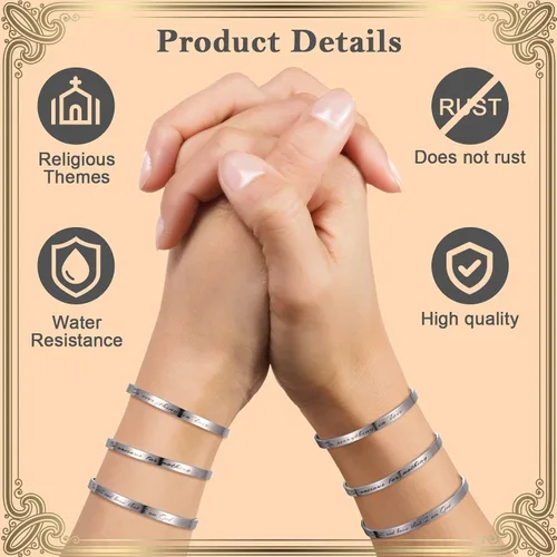 Miniatura 7 de Funtery 12 pulseras cristianas grabadas con versículos de la Biblia, regalo de Pascua para mujeres, bautismo religioso, escritura inspiradora