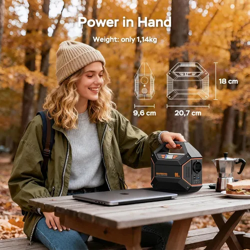 Miniatura 3 de MARBERO Generador solar de 155 Wh con panel solar incluido Estación de energía portátil de 30 W, 100 W, 150 W, sobretensión, multisalida, generador