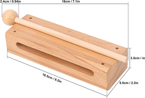 Miniatura 2 de Juego de 2 bloques de ritmo de madera maciza con mazo, instrumento musical de bloque de madera, bloques de ritmo de percusión, instrumentos