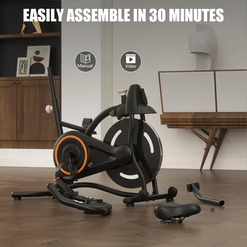 Miniatura 6 de Hillhub Bicicleta estática, bicicletas estacionarias para el hogar con sensor de pulso de agarre y ajuste de resistencia continuo, bicicleta de Negro